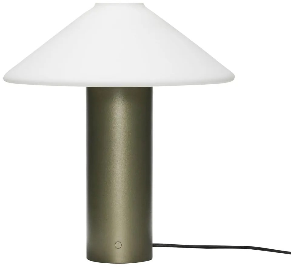 Тъмнозелена настолна лампа със стъклен абажур (височина 40 cm) Orbit – Hübsch