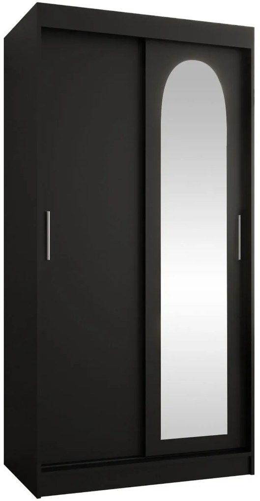 Гардероб Selfie 100 плъзгащ-Черно-Дължина: 100 см