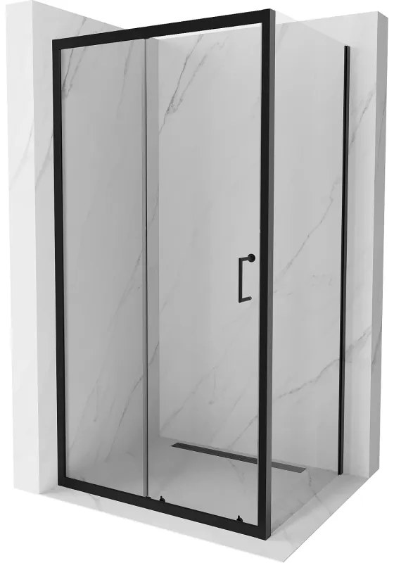 Mexen Apia Плъзгаща се душ кабина 90 x 80 см, прозрачна, черна - 840-090-080-70-00