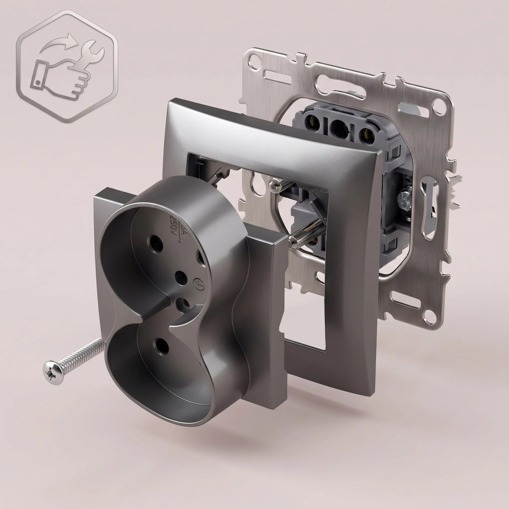 Двоен контакт със заземяване OSTE JNH002-G Grey