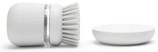 Дозатор за течен сапун с четка за миене на съдове Brabantia Sinkside 1003318, 100 мл, Полиестерни четчици, Поставка, Светлосив