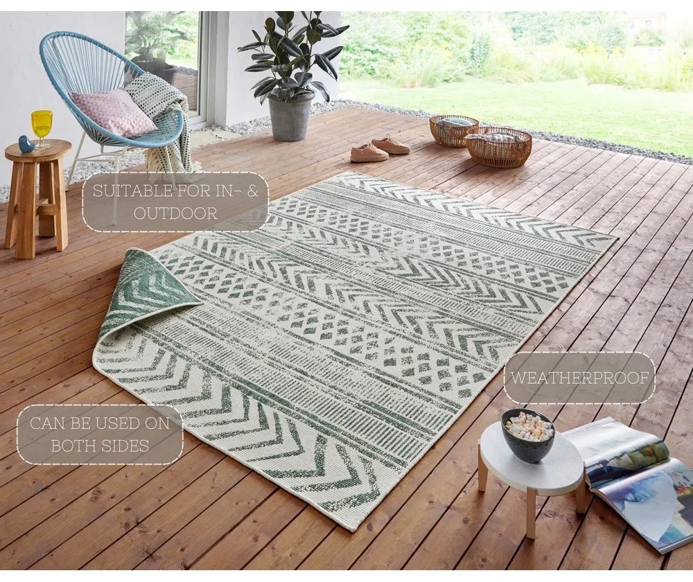 Зелен и кремав килим на открито , 120 x 170 cm Biri - NORTHRUGS