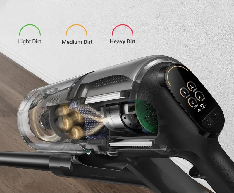 Вертикална прахосмукачка Dreame Z30 VZV17A, 855W, 310AW, 150000 об/мин, 3 степени, 0.6 л, 90 мин, HEPA H14, LED, Безчетков мотор, Черен