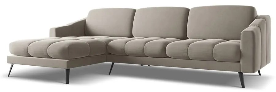 Бежов кадифен ъглов диван (ляв ъгъл) Nalu – Makamii