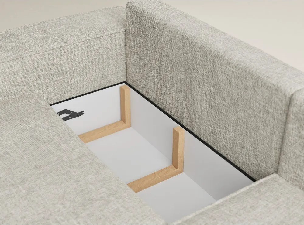 Бежов шенилов сгъваем/с място за съхранение ъглов диван (десен ъгъл/L форма) Tonga – Maison de Rêve