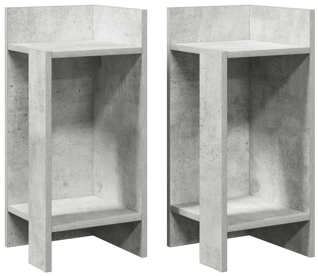 858549 vidaXL Странични маси с рафт, 2 бр, бетонно сиви, 25,5x27x60 см