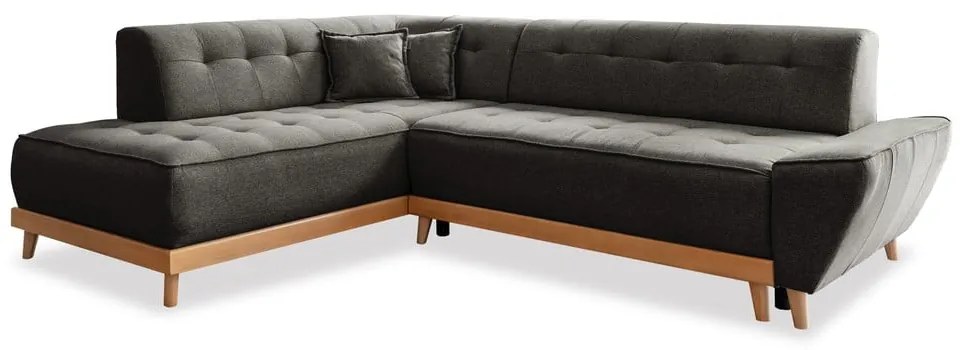 Тъмно сив ъглов разтегателен диван ляв ъгъл, Dazzling Daisy - Miuform