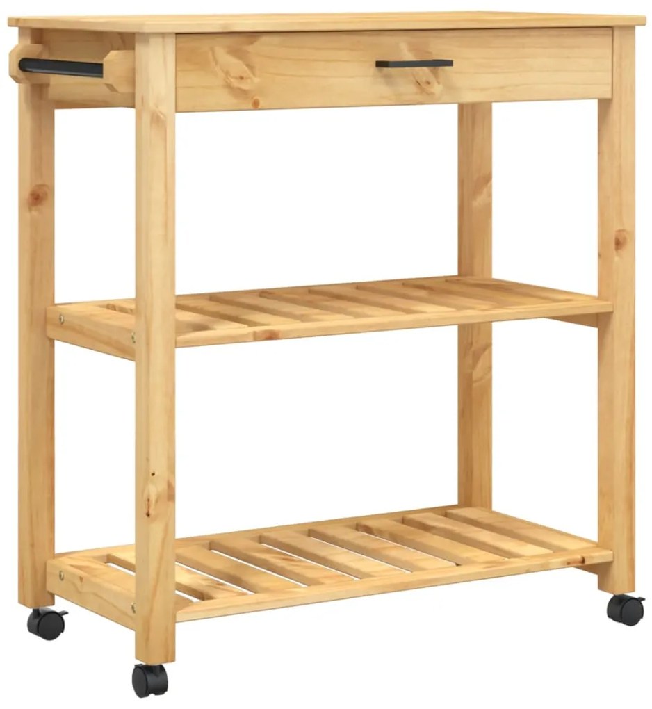 376100 vidaXL Кухненска количка "MONZA" 84x40x88,5 см борово дърво масив