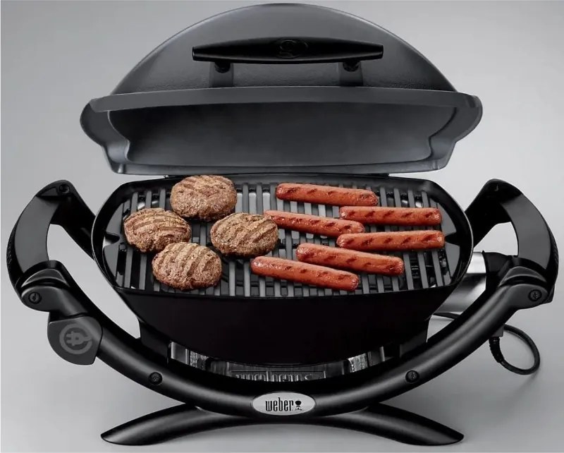 Електрическо барбекю Weber Q1400 WB 52020079, 2200 W, 43x32 cm, Капак и корпус от лят алуминий, Подвижна тава за мазнини, Тъмносив