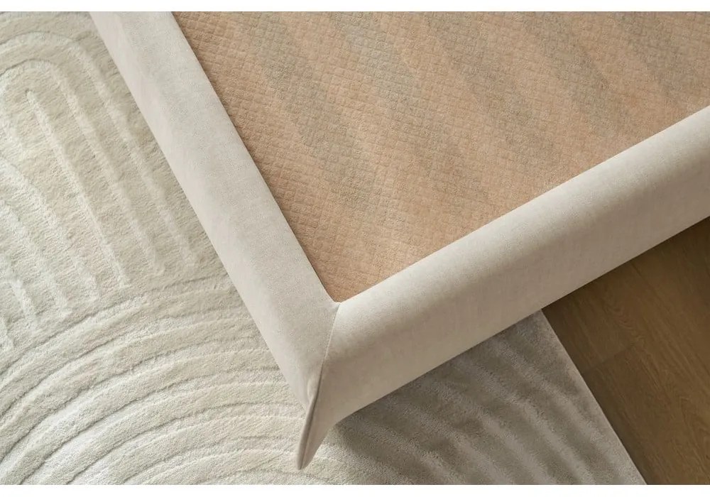 Бежово тапицирано двойно легло с място за съхранение с решетка 160x200 cm Clothilde - Bobochic Paris