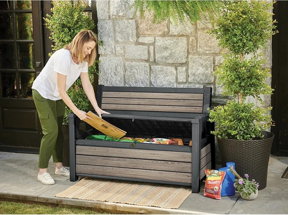 Кафява пластмасова градинска пейка Deco – Keter