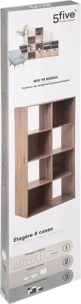 Рафт 5five Mix'n Modul, 8 отделения, MDF, 68x32x134 cm - Естествен
