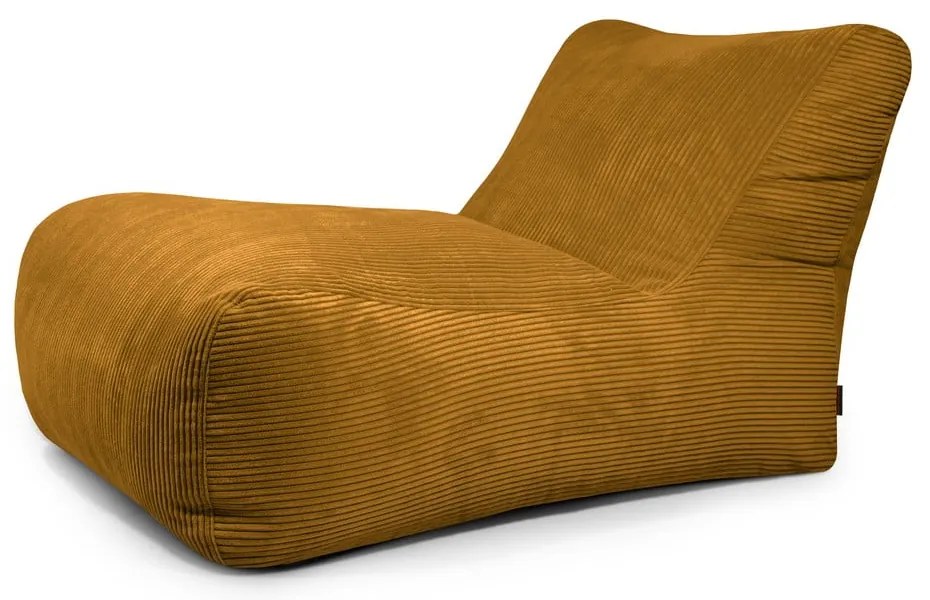 Пуф от рипсено кадифе в цвят горчица Lounge 100 – SLOWDOWN