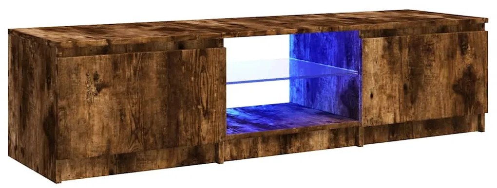 822681 vidaXL ТВ шкаф с LED осветление, опушен дъб, 140x40x36 см