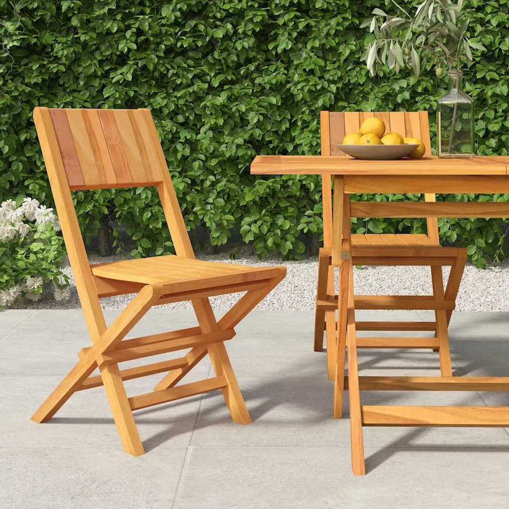 362759 vidaXL Сгъваеми градински столове, 2 бр, 47x61x90 см, тик масив