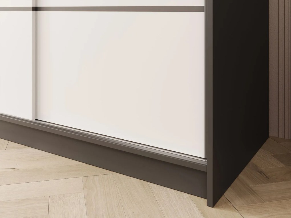 Гардероб Hansa 200 с плъзгащи врати-Черен-Бял