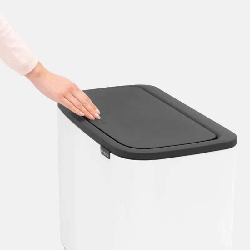 Кош за боклук Brabantia Bo Touch 651118, 3x11 л, Плавно и безшумно отваряне, Голям отвор, Тъмносив