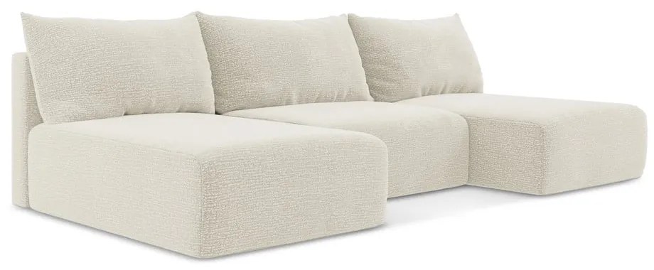 Кремав разтегателен ъглов диван с място за съхранение Kalena – Makamii