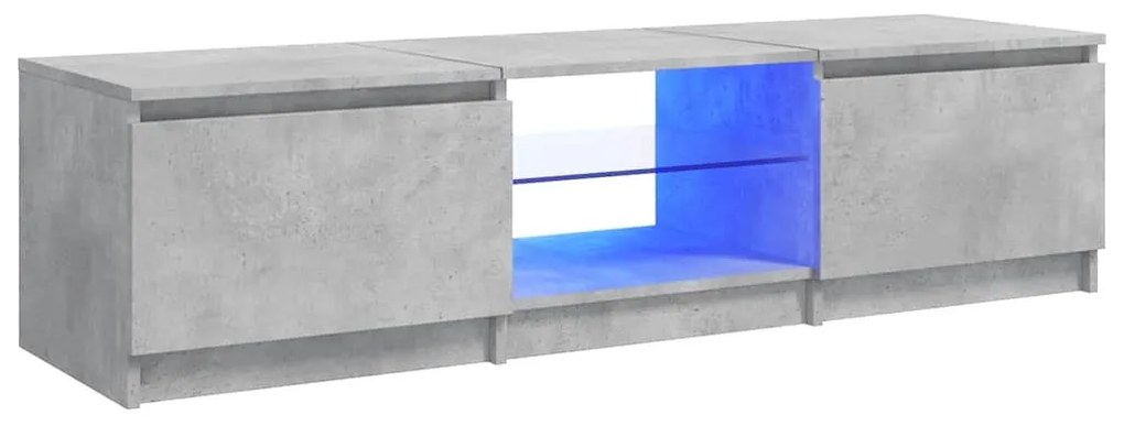 804296 vidaXL ТВ шкаф с LED осветление, бетонно сив, 140x40x36 см
