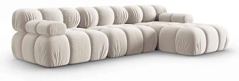 Бежов кадифен модулен ъглов диван (десен ъгъл) Bellis – Micadoni