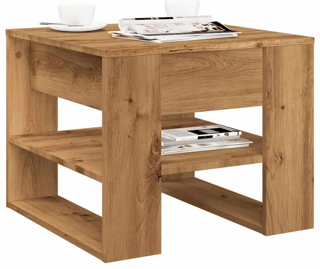 856819 vidaXL Кафе маса, дъб артизан, 55,5x55x45 см, инженерно дърво