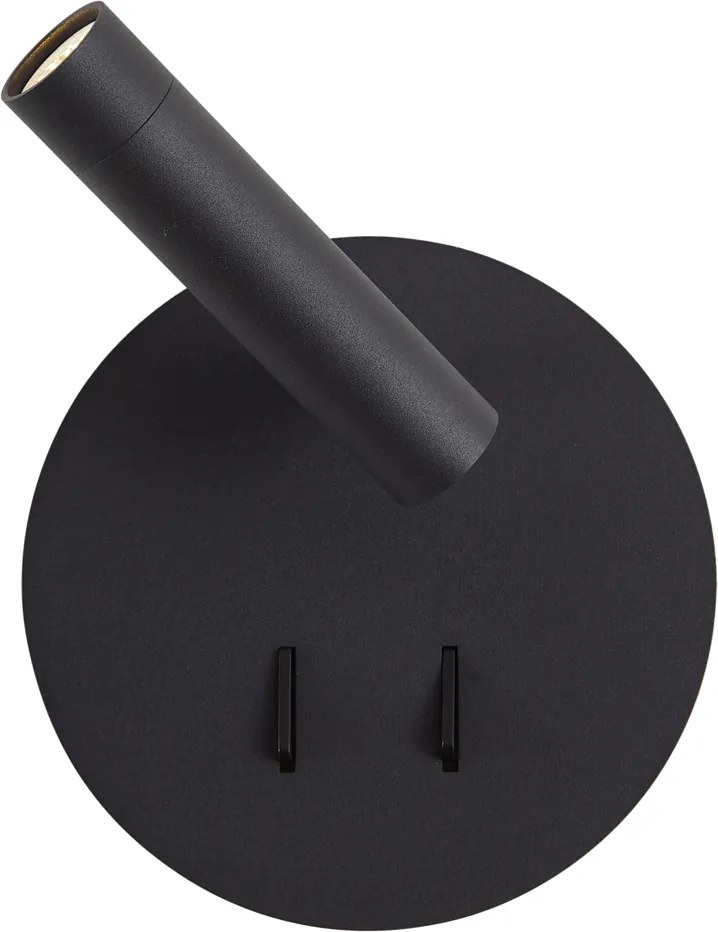 Модерна черна стенна лампа с LED и USB-C - Croft