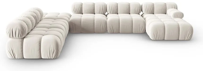 Бежов кадифен модулен ъглов диван (ляв ъгъл/U форма) Bellis – Micadoni