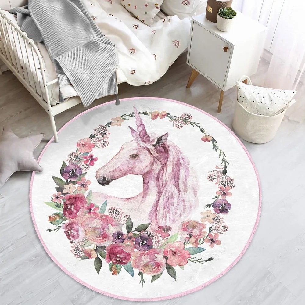 Розов детски килим ø 100 cm Comfort - Mila Home