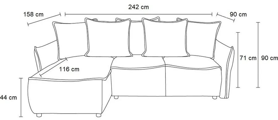 Тюркоазен ъглов разтегателен диван (ляв ъгъл) Leon - Bobochic Paris