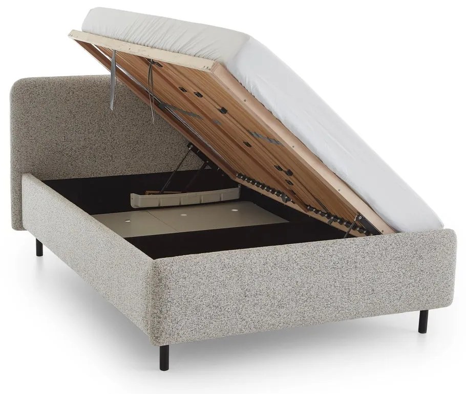 Бежово двойно легло 160x200 cm тапицирано с място за съхранение с включена подматрачна рамка Primo – Meise Möbel