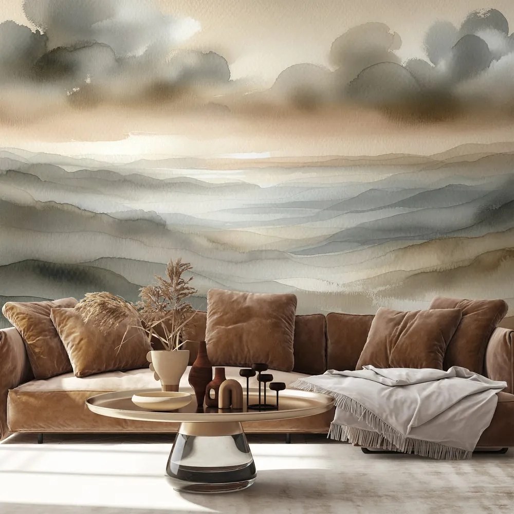 Самозалепващ тапет – Акварелен пейзаж в мъгла