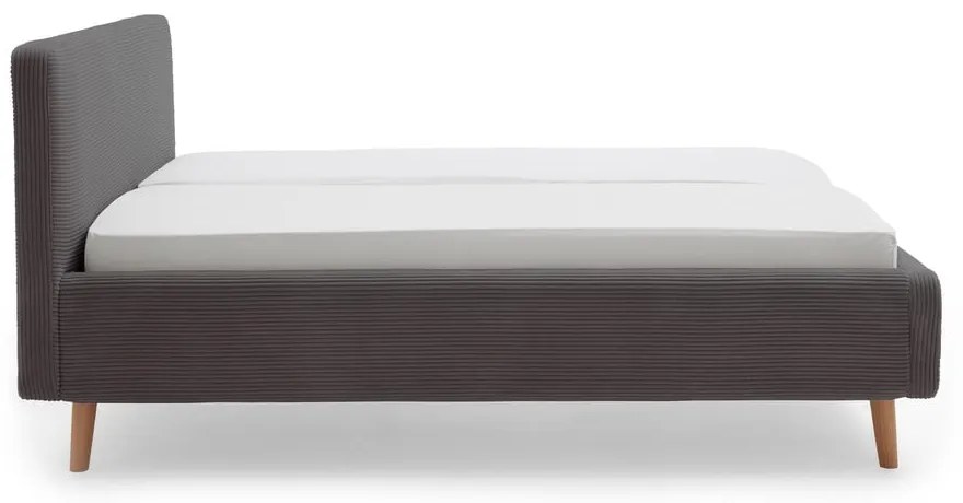 Тъмносиво двойно легло 160x200 cm тапицирано без ламелно дъно Mattis Cord – Meise Möbel