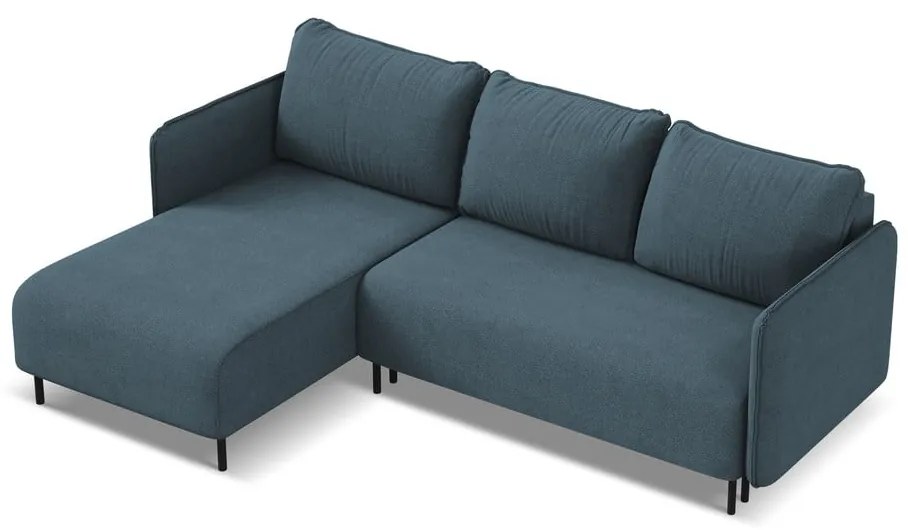 Син разтегателен ъглов диван с място за съхранение (ляв ъгъл) Luana – Makamii