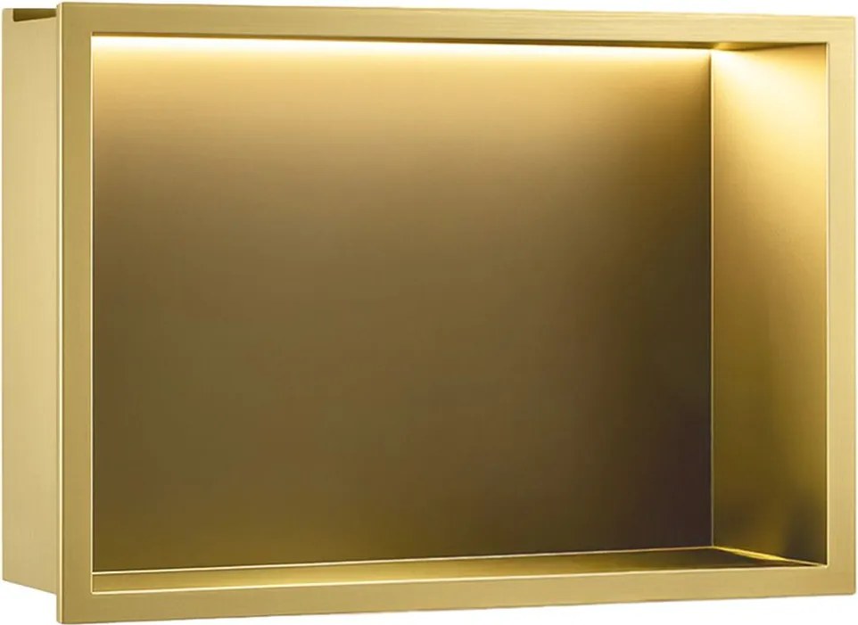 Вграден рафт за баня LED 30x45 brush gold