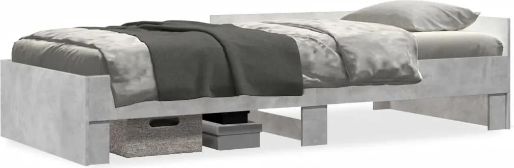 849596 vidaXL Рамка за легло, бетонно сиво, 75x190 см, инженерно дърво