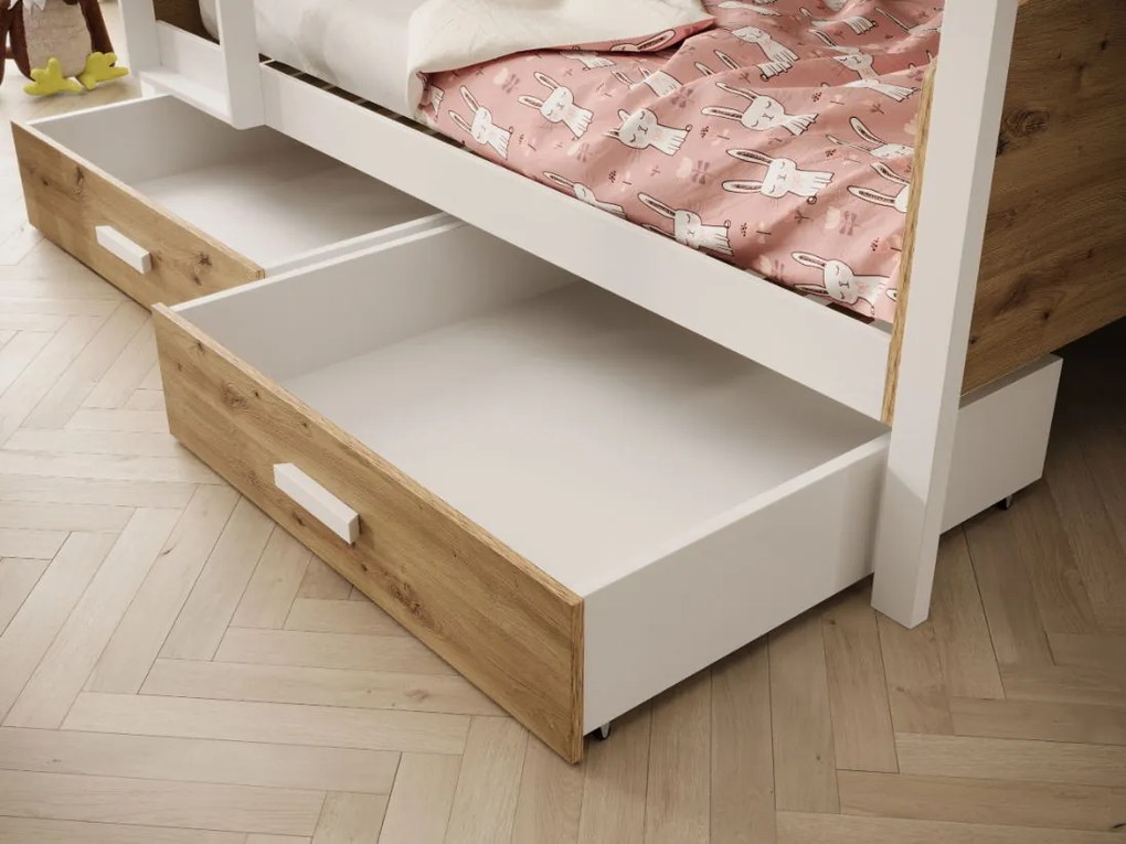 Двуетажно легло Jacky M-Бяло-Артизиан-180 x 80