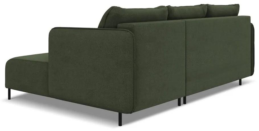 Зелен разтегателен ъглов диван с място за съхранение (десен ъгъл) Luana – Makamii