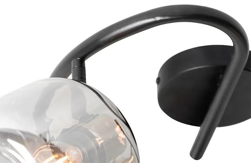 Таванен прожектор черен с опушено стъкло кръгъл 3-светлина - Zuzanna