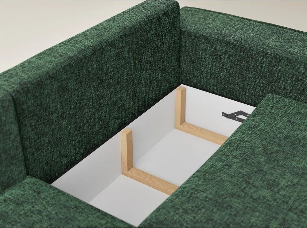 Тъмнозелен шенилов сгъваем/с място за съхранение ъглов диван (ляв ъгъл/L форма) Tonga – Maison de Rêve