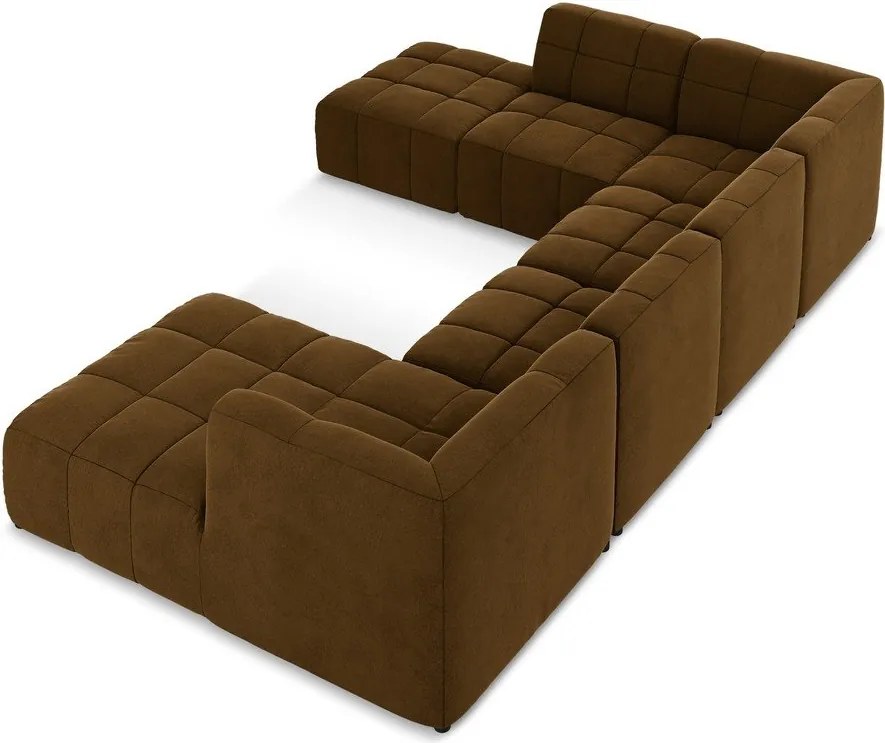 Кадифен ъглов диван в цвят горчица (U форма) Aloha – Makamii