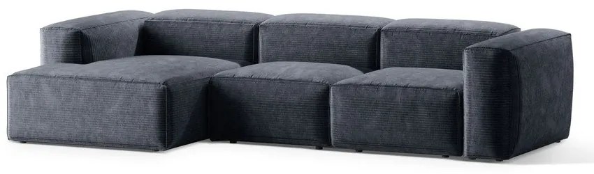 Сиво-син ъглов диван от рипсено кадифе (ляв ъгъл) Bergamo – Cosmopolitan Design