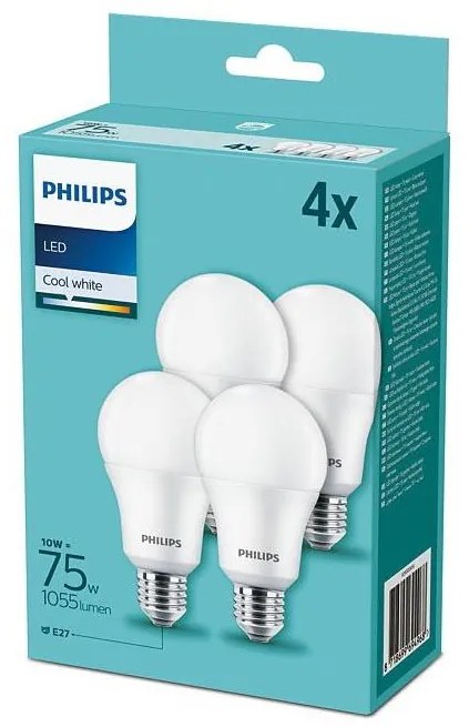 К-кт 4 бр. LED крушки Philips A60 E27/10W/230V 4000K