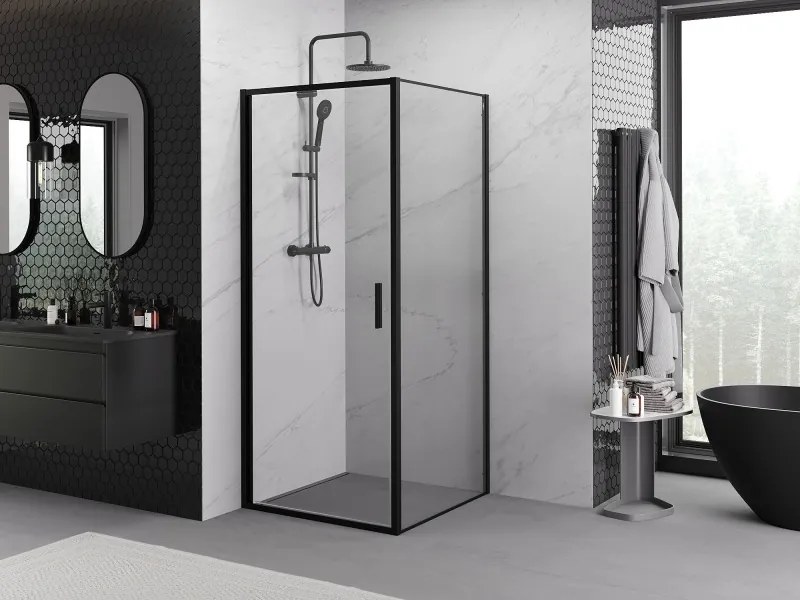 Mexen Exo-B люлееща се душ кабина 90 x 90 см, прозрачна, черна - 817-090-090-70-00