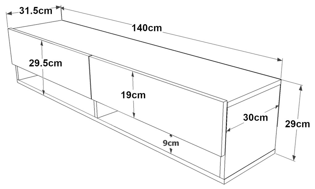 ТВ маса Laitila 140x31.5x29.5cm рустик дъб []