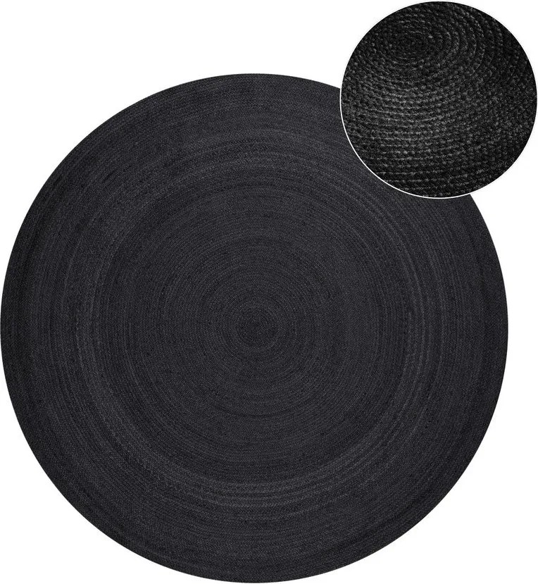 Черен двустранен ръчно изработен ютен кръгъл килим ø 140 cm Braided – Hanse Home