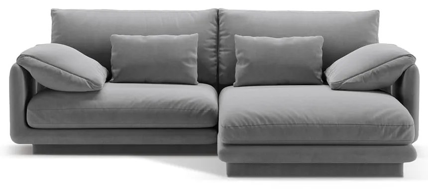 Светлосив кадифен ъглов диван (десен ъгъл) Torino – Micadoni