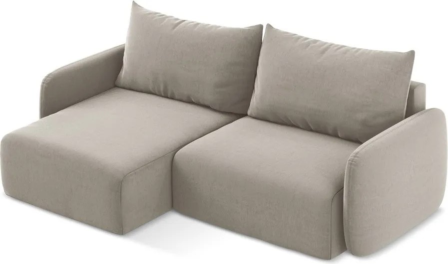 Кафяво-сив кадифен сгъваем/с място за съхранение ъглов диван (ляв ъгъл) Kalena – Makamii