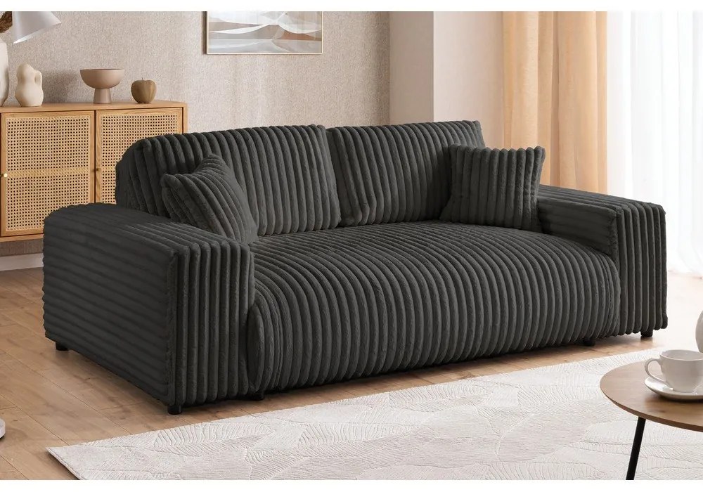 Тъмносив диван от рипсено кадифе 178 cm Justin – Ropez