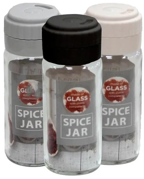 Стъклена солница без декор 244мл HIBRIT (ЧЕРЕН,БЯЛ или СИВ капак) M-131031 - Horecano