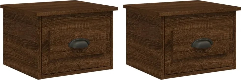 816391 vidaXL Нощни шкафчета за стенен монтаж, 2 бр, кафяв дъб, 41,5x36x28см